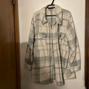 Neutral Plaid Coat